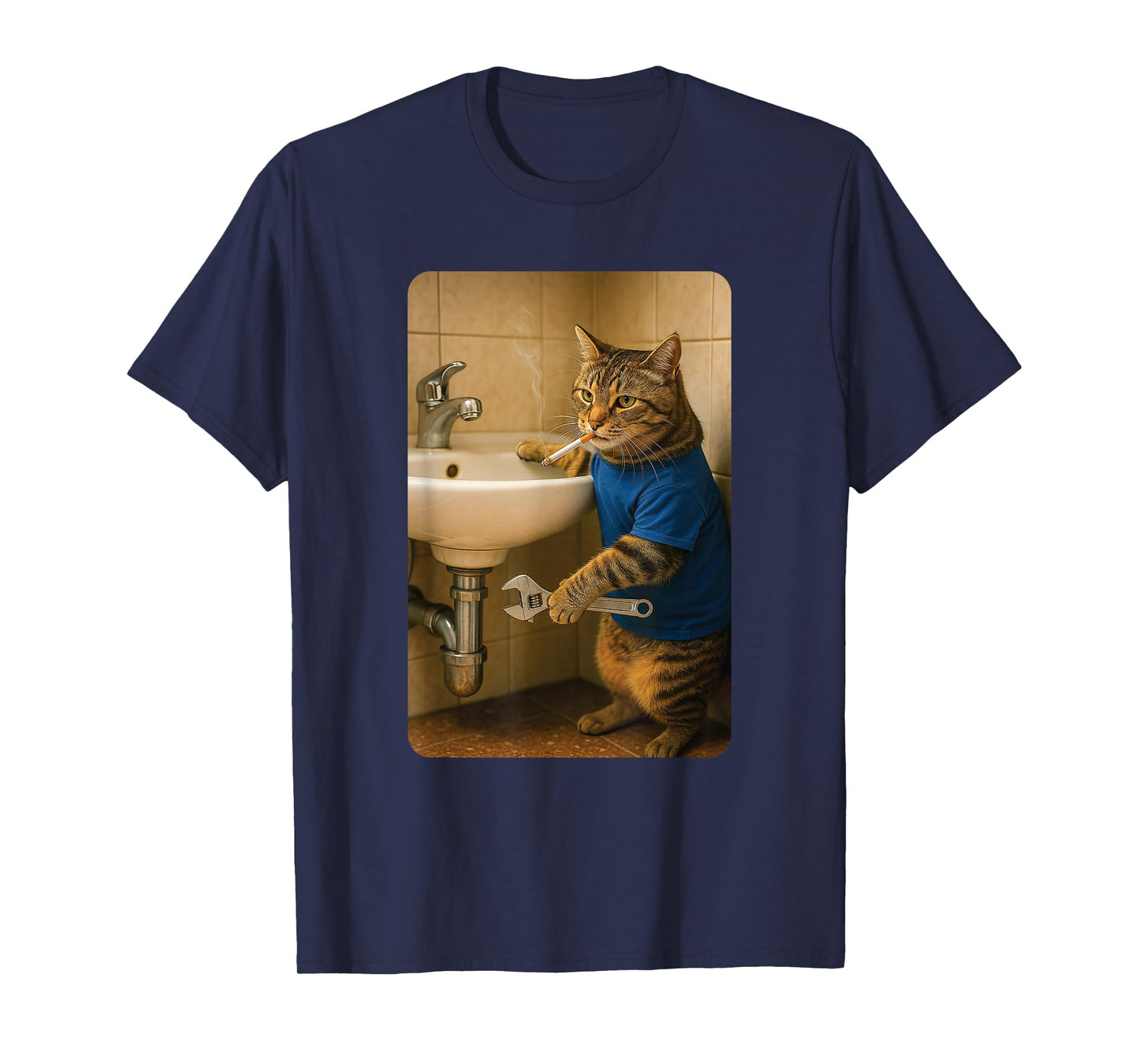 Funny Plumber Cat Meme Handyman Hilarious Cat Joke T-Shirt