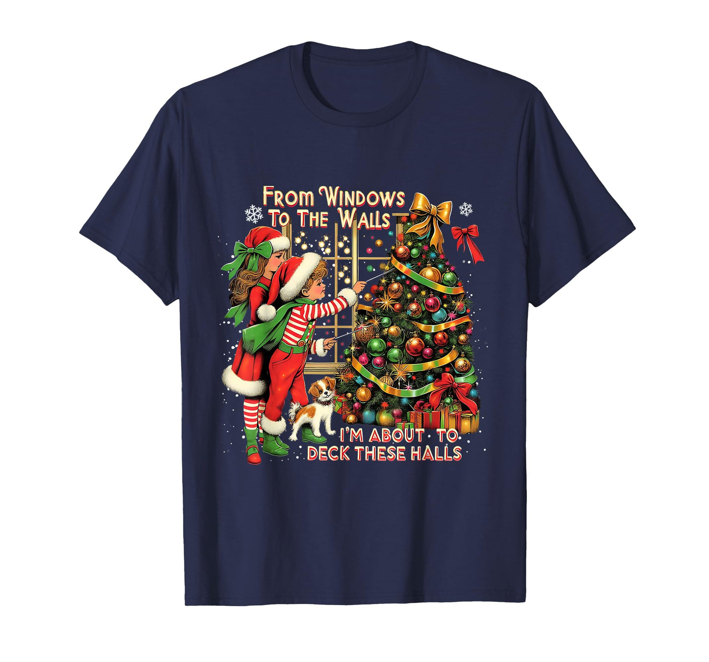 I’m About to Deck These Halls Funny Christmas Tree Design T-Shirt