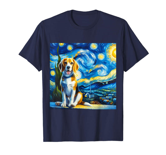 Dog Starry Night Van Gogh Beagle Graphic Beagles Art Apparel T-Shirt