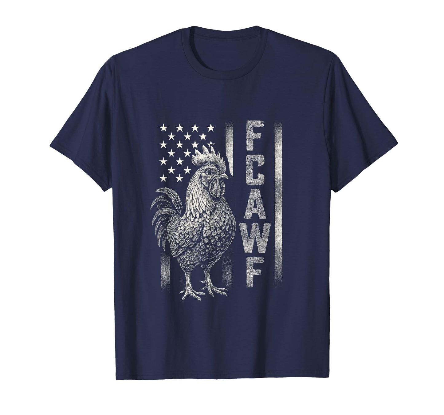 Funny Caw Chicken Meme Rooster Humor Quote USA Flag T-Shirt
