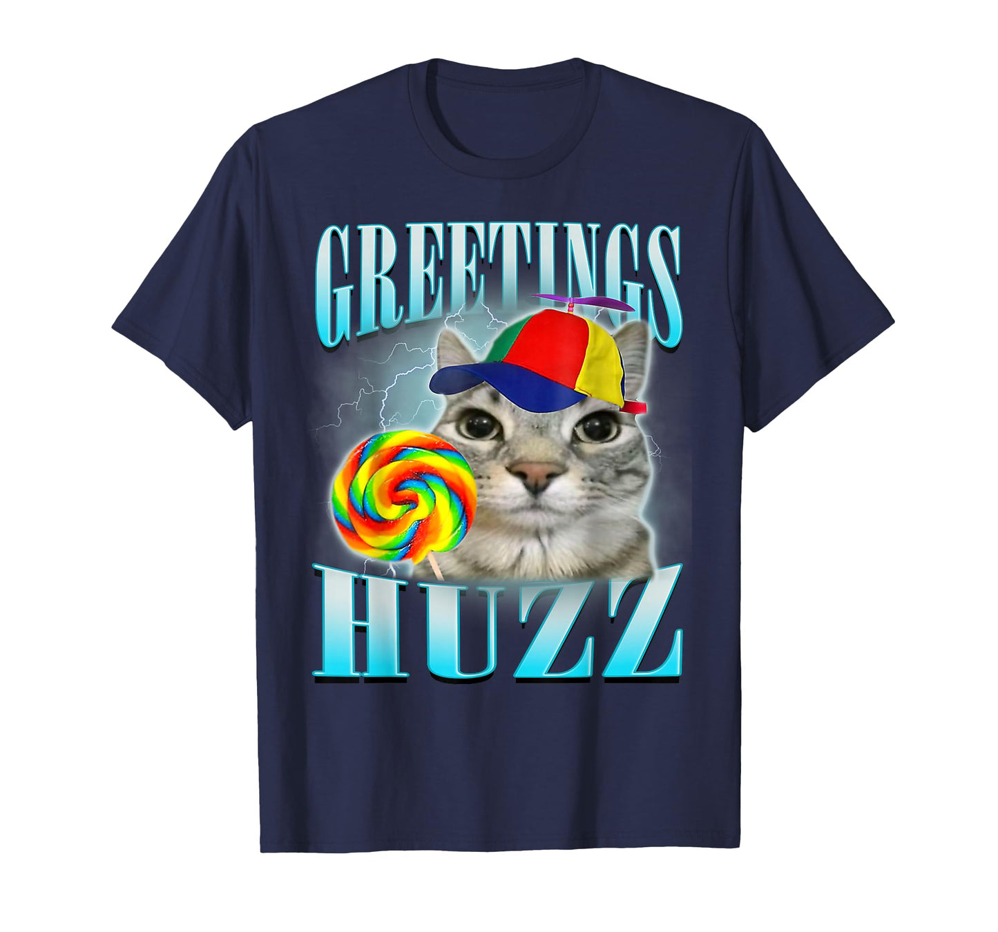 Lollipop Cat Meme Greetings Huzz Funny Silly Cats Humor T-Shirt
