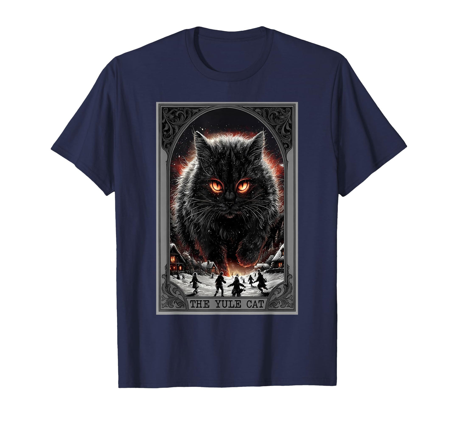 Creepmas Vintage The Yule Cat Tarot Card Dark Christmas T-Shirt
