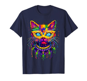 Cat Drip Mardi Gras Carnival Jester Beads Meow Kitty Pet T-Shirt