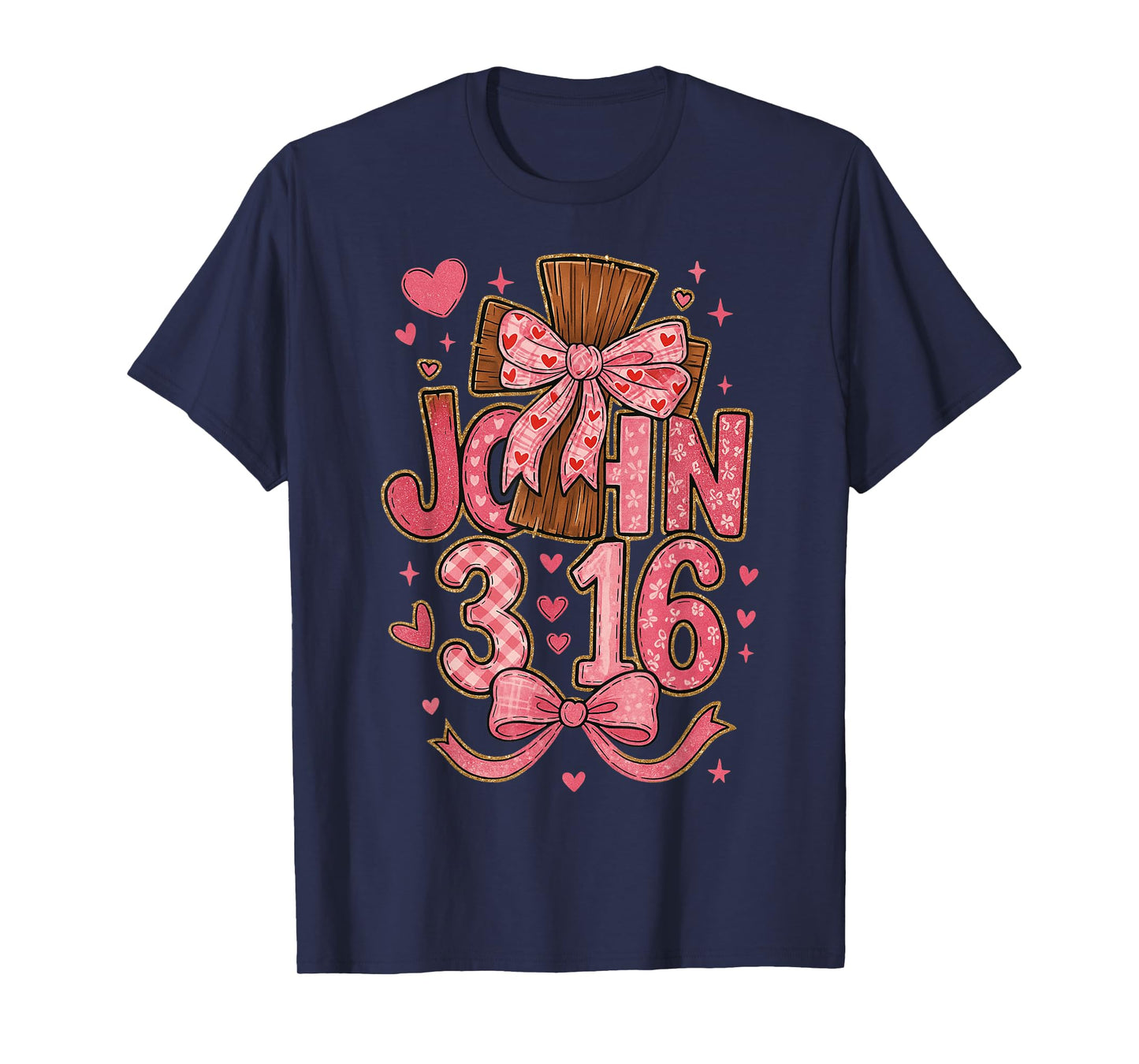 HUGvyn John 3:16 Valentine Loved Christian Preppy Coquette T-Shirt