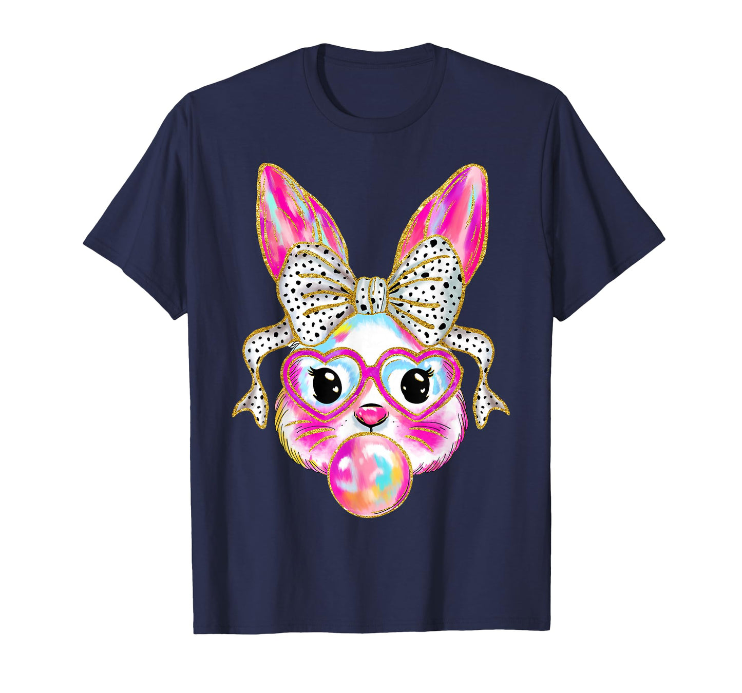 Cute Easter Bunny Bubble Gum Coquette Bow for Girls Women T-Shirt