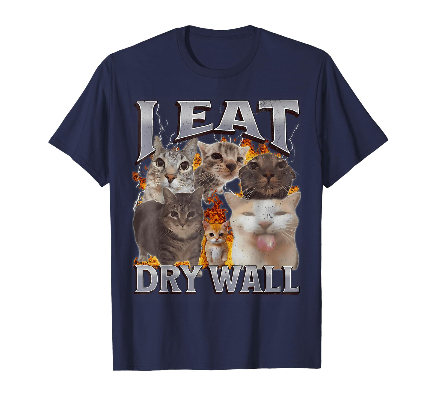 I Eat Drywall Funny Cat Meme Bootleg Graphic Men Women T-Shirt