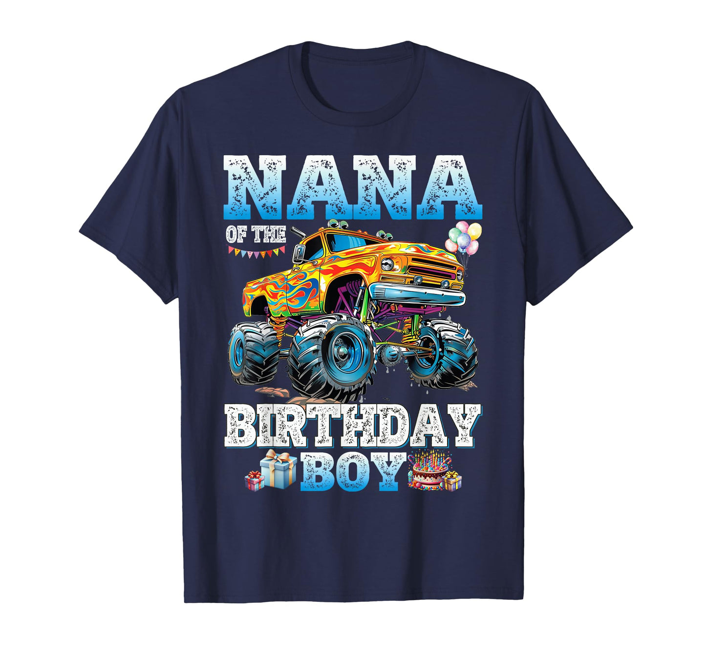 Nana of The Birthday Boy Monster Truck Birthday Family T-Shirt