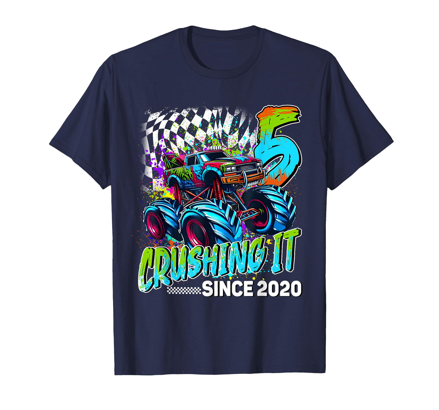 Monster Truck Crushing It 5th Birthday Since 2020 for Kids T-Shirt