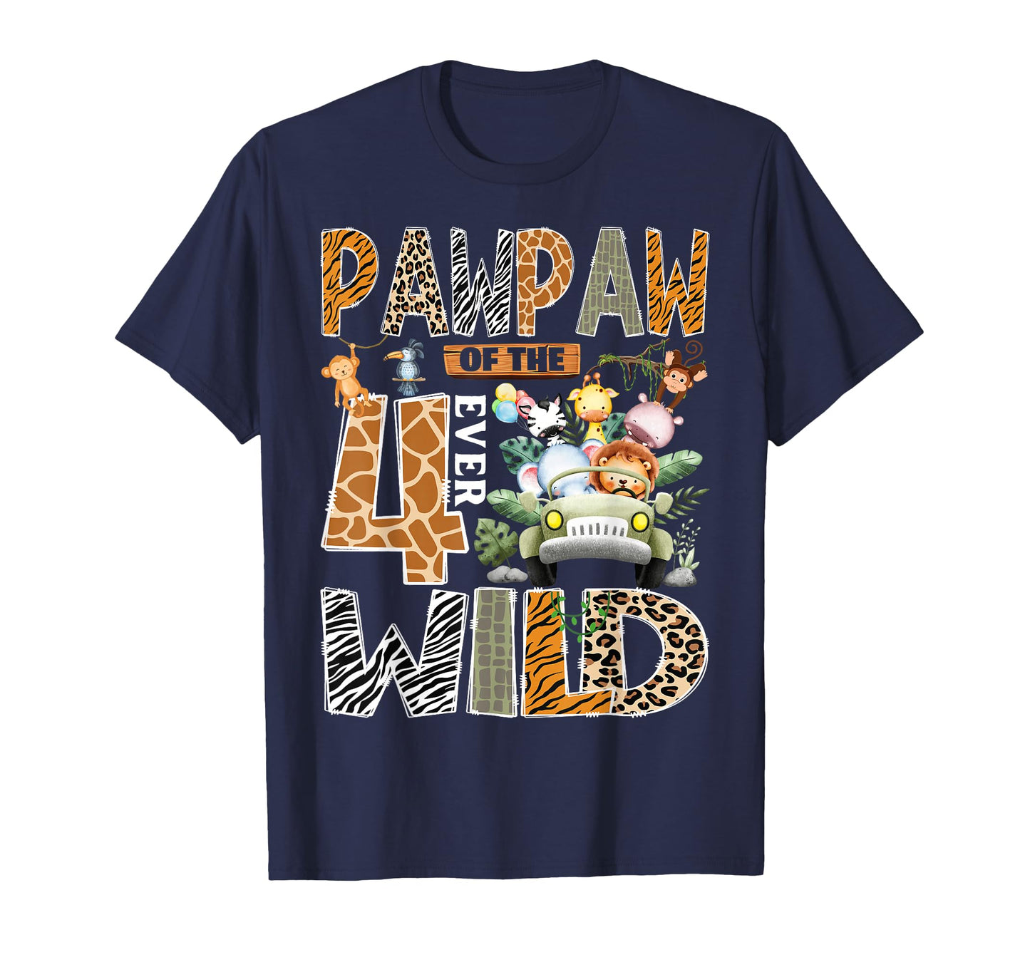 Pawpaw of The Four Ever Wild Safari Jungle 4th Birthday Boy T-Shirt