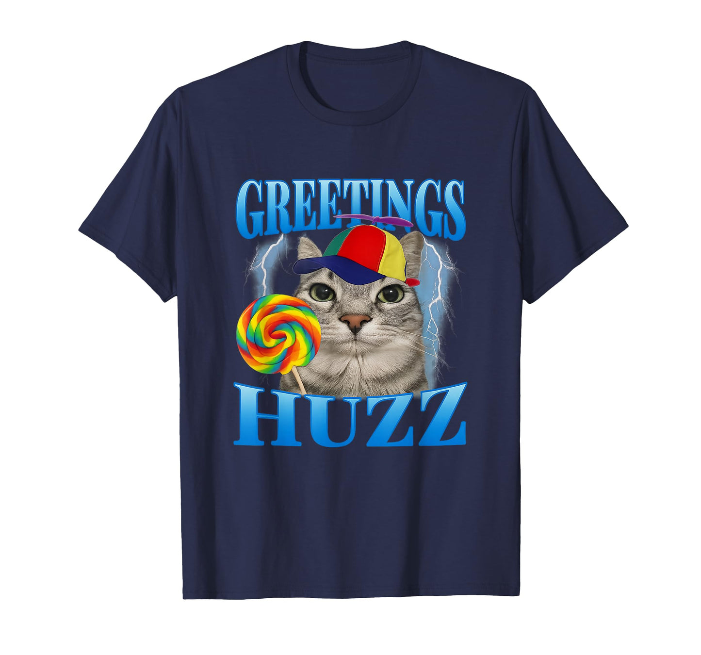 Greetings Huzz Funny Lollipop Cat Meme T-Shirt