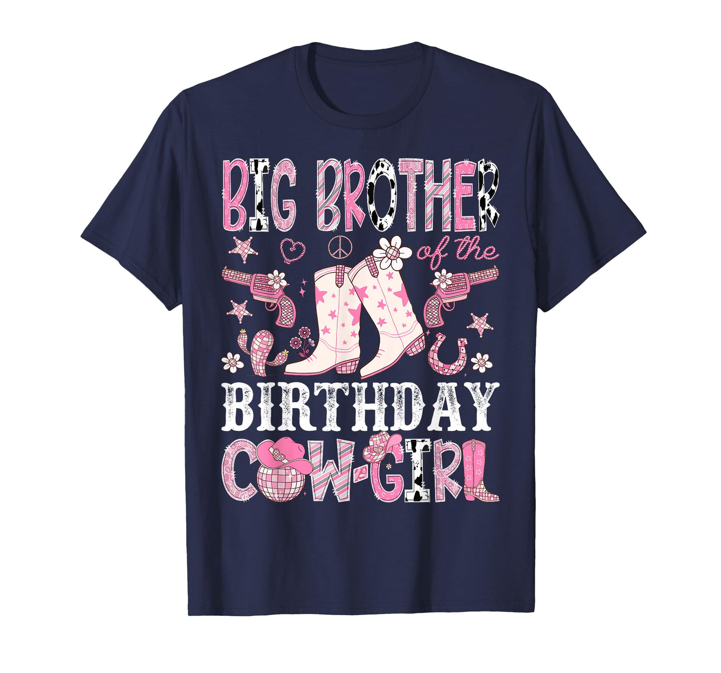Big Brother of The Birthday Cowgirl Pink Disco Rodeo Brother T-Shirt