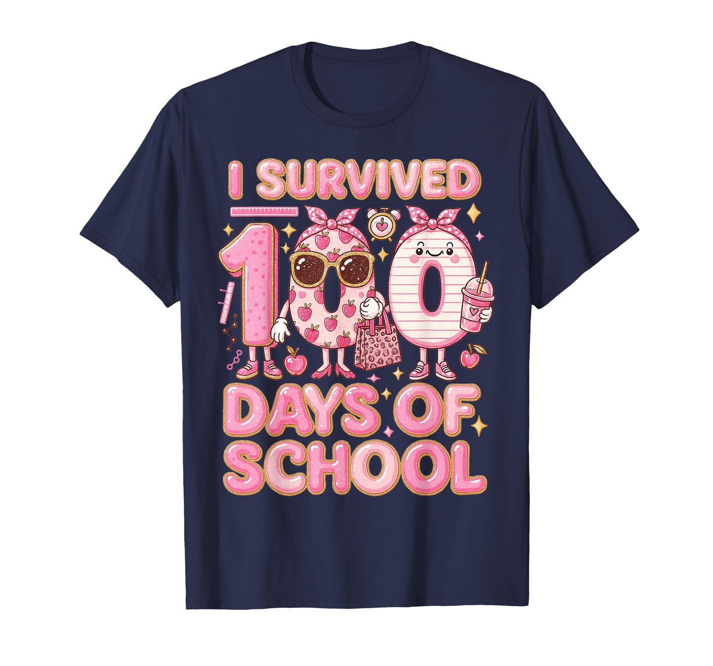 Preppy I Survived 100 Days of School Teacher Women T-Shirt