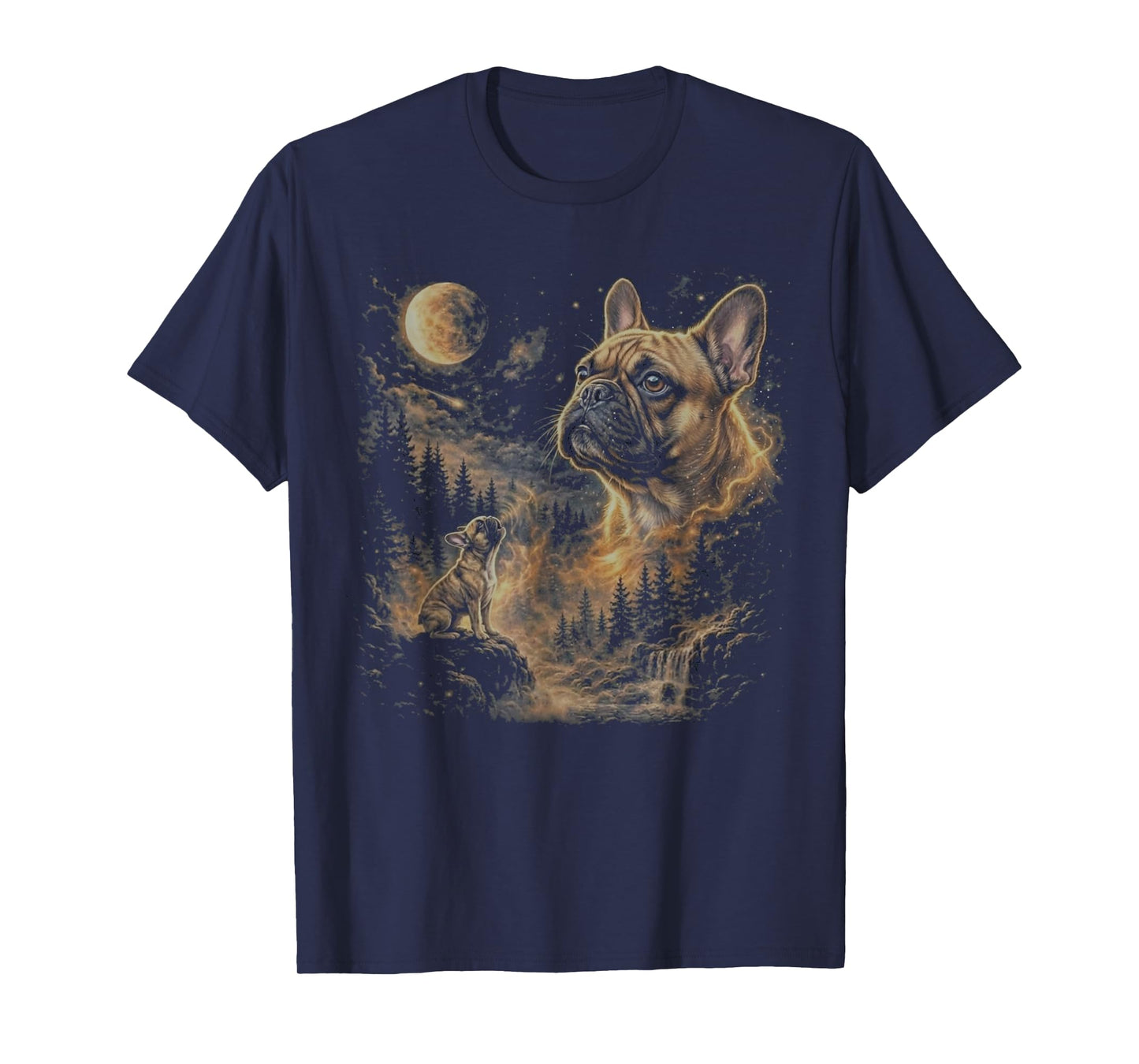 French Bulldog Howling to The Moon Vintage 90s Retro Animal T-Shirt