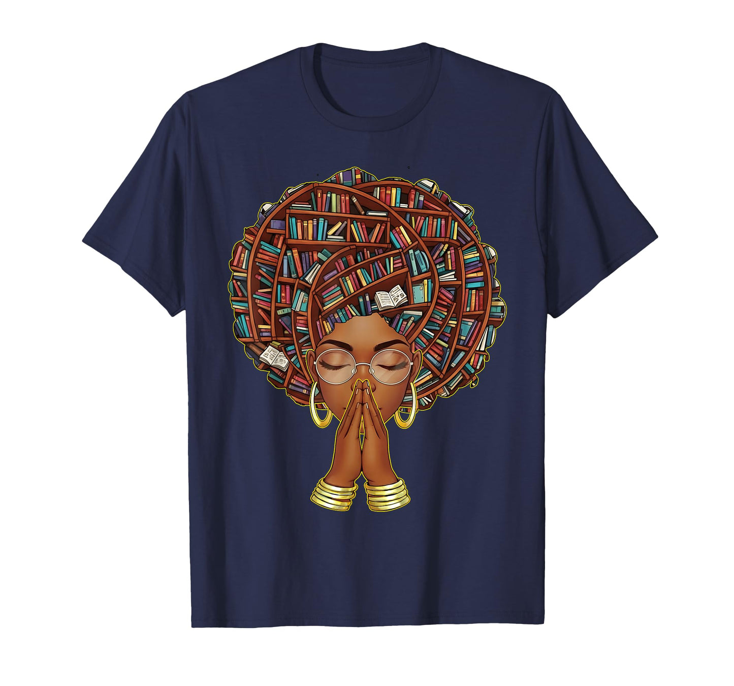 Black History Month Afro Book Lover Women Girls Librarian T-Shirt