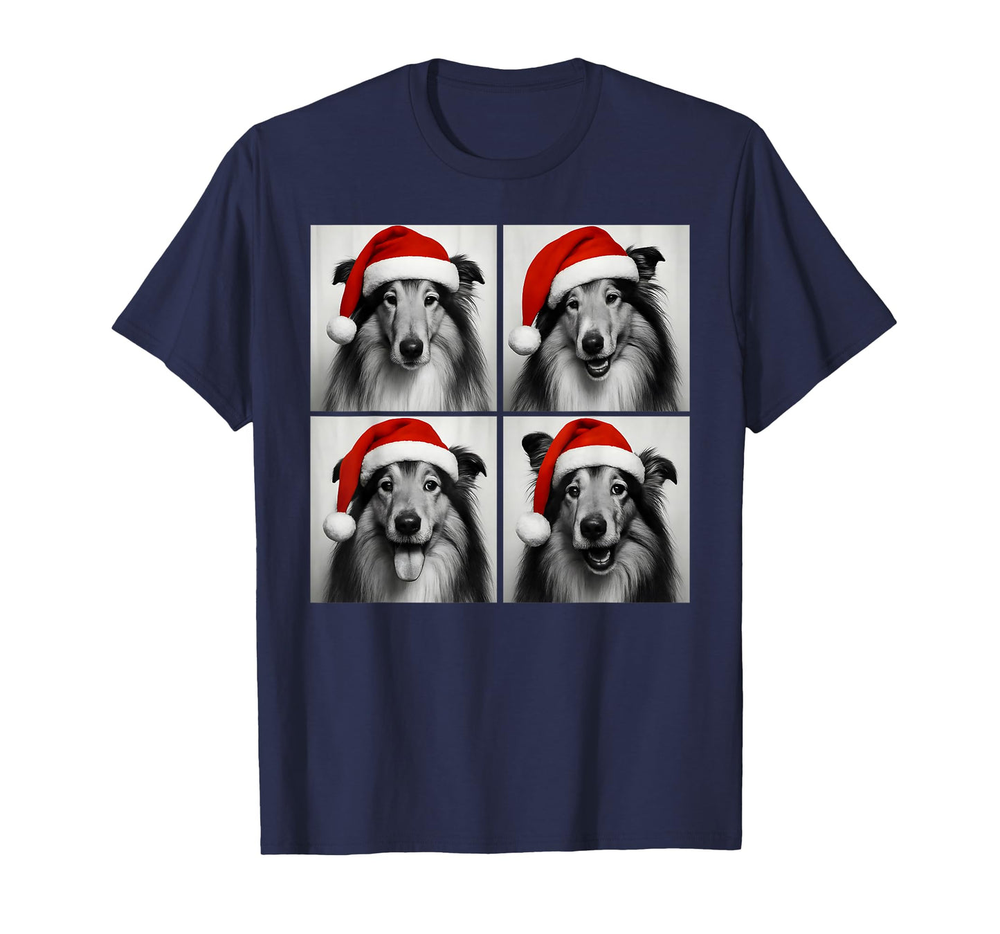 Funny Christmas Rough Collie Santa Dog Lover Photo Booth T-Shirt