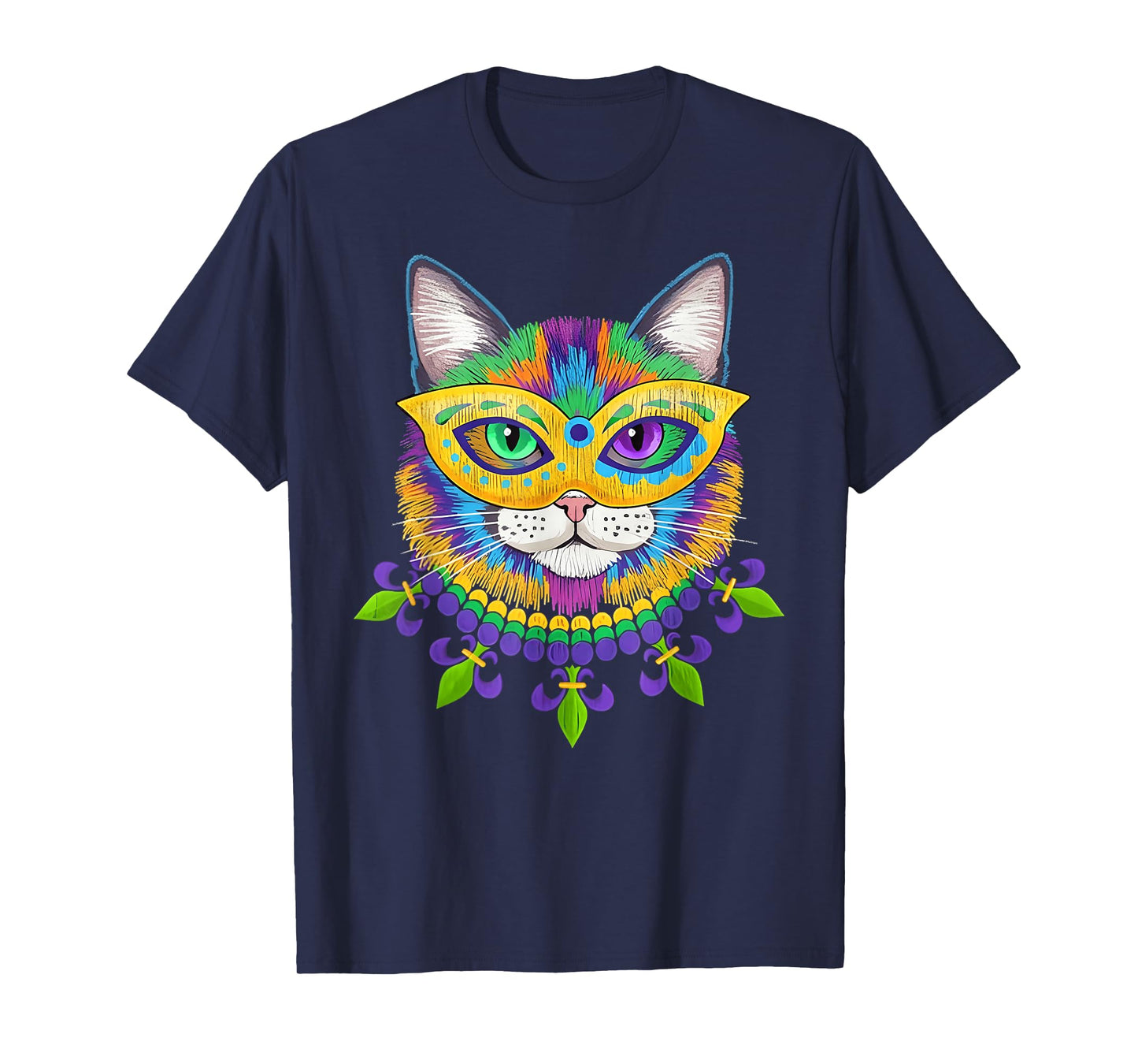 Mardi Gras Cat Mask for Women Girls Cat Lovers Carnival T-Shirt