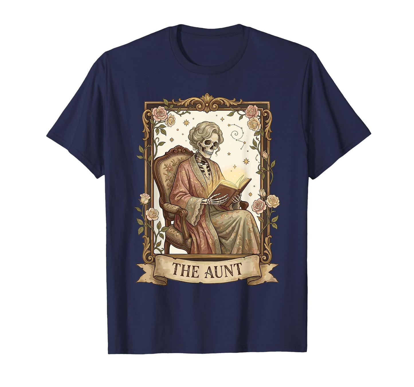 The Aunt Tarot Card Women Skeleton Aunty Book Lover T-Shirt