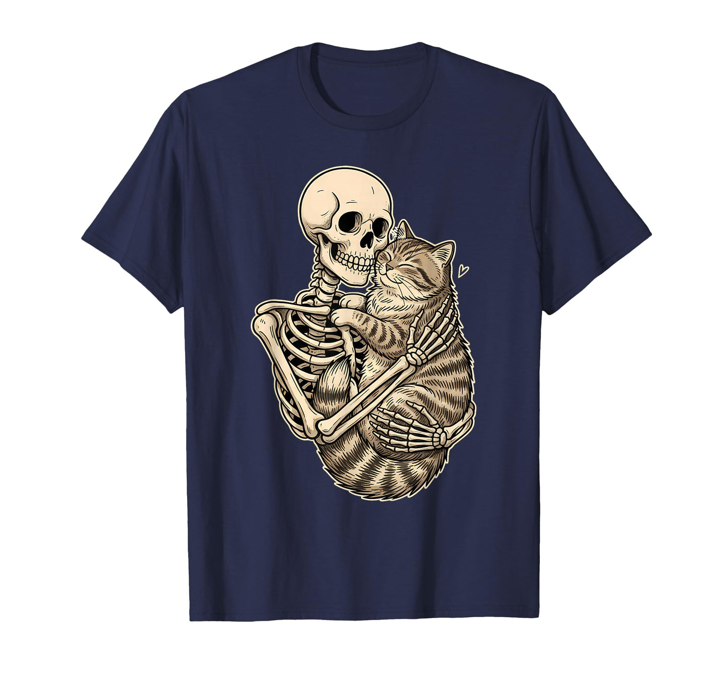 Skeleton Hugging Cat Kitten Kitty Lover Pet Mom Cat Dad T-Shirt