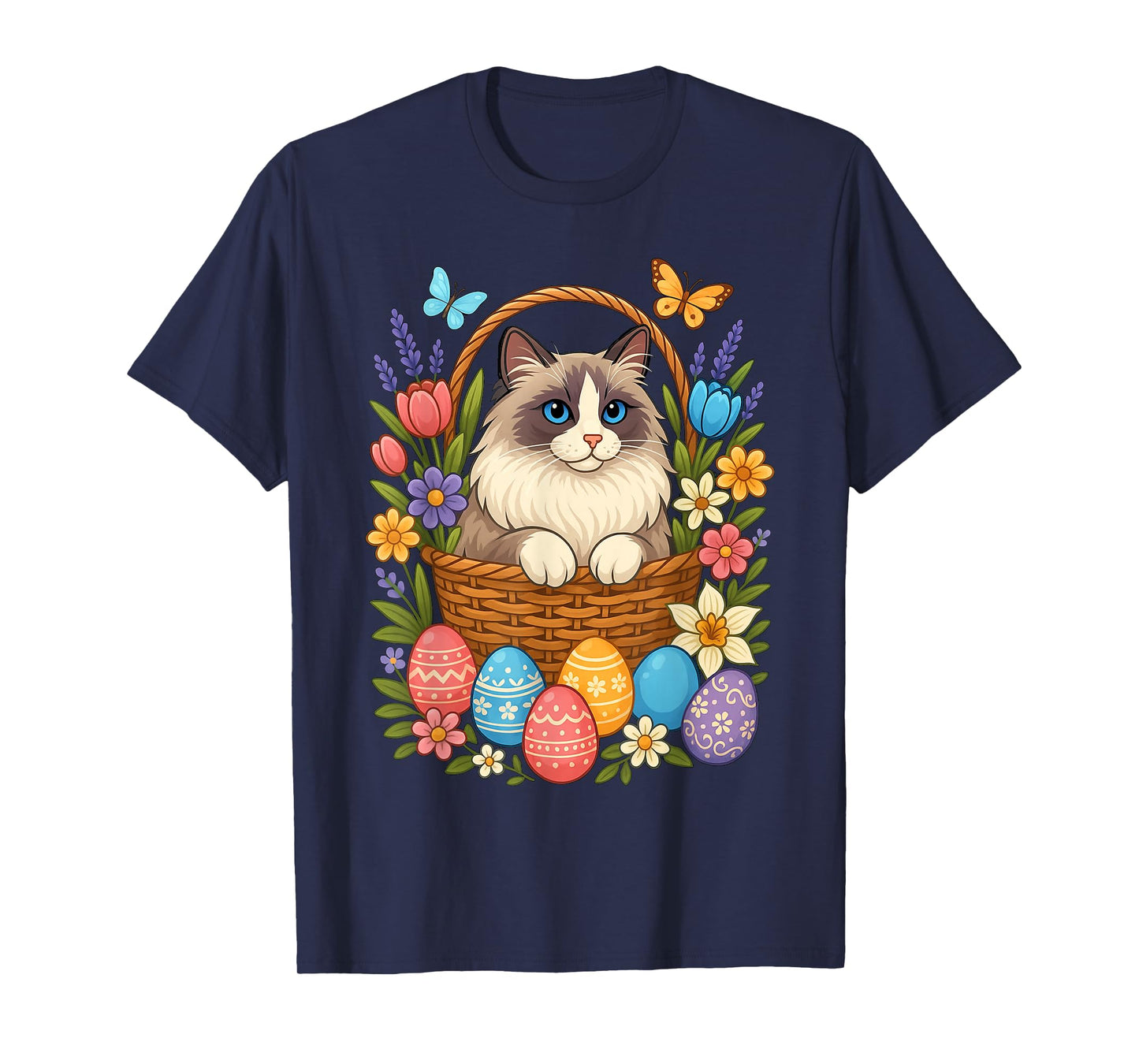 Ragdoll Cat Lover, Ragdoll Easter Eggs & Flowers, Cat Owner T-Shirt