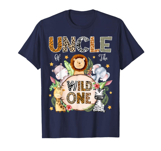 Uncle of The Wild One 1St Birthday Kids Safari Jungle T-Shirt