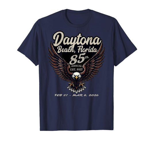 2026 Daytona Beach, Florida, 85th Anniversary Art On Back T-Shirt
