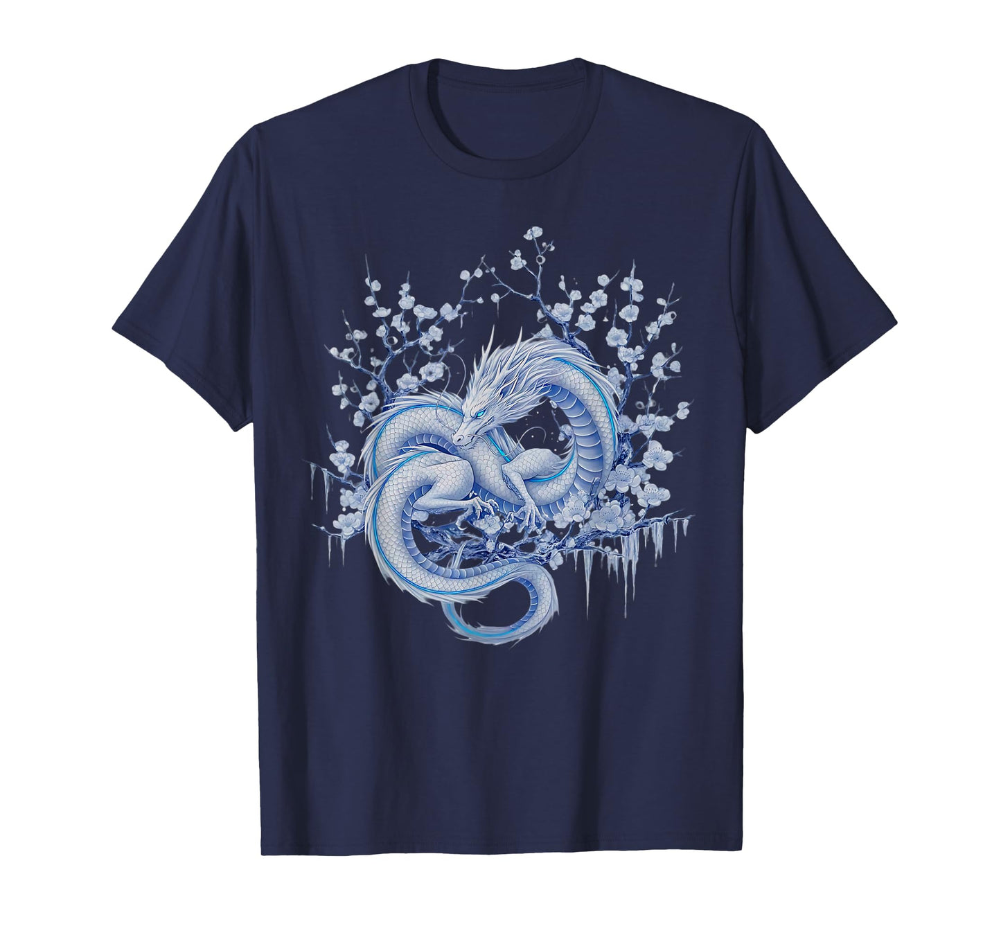 Japanese Dragon Winter Asian Cherry Blossoms Winter Dragon T-Shirt