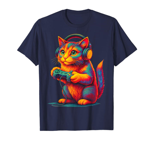 Gamer Cat Video Games Boys Teen Men Girls Funny Gift Gaming T-Shirt