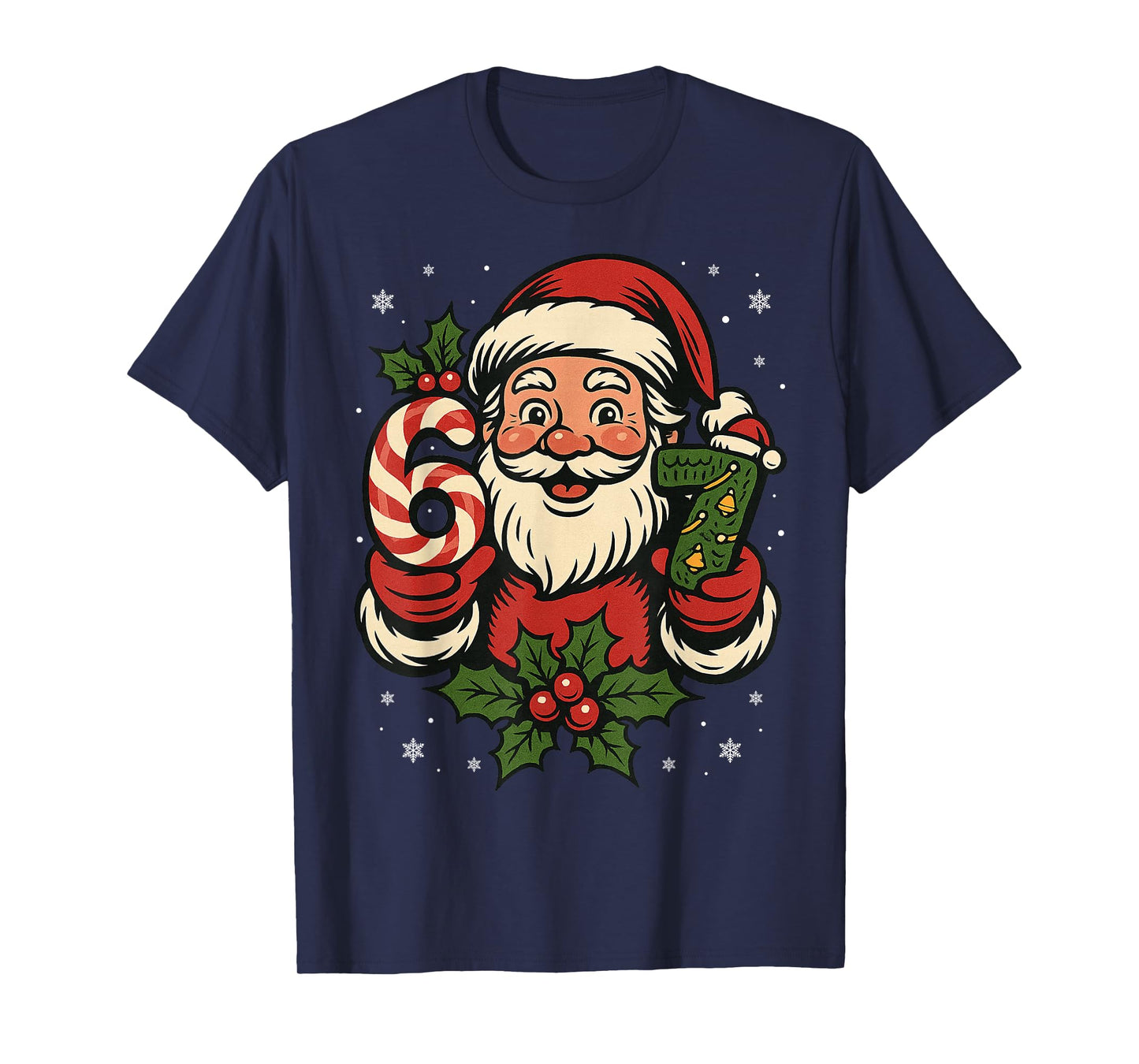 67 Six Seven Meme Christmas Santa Funny Candy Cane Santa T-Shirt
