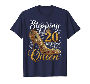 Stepping Into My 20th Birthday Queen Women Girls 20 Year Old T-Shirt