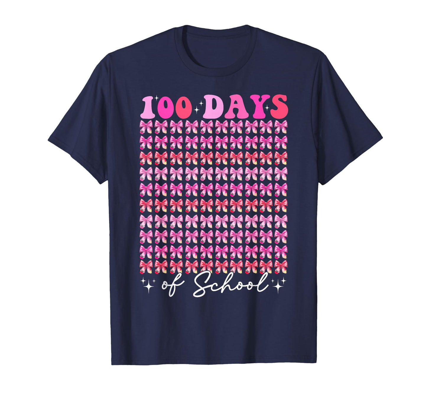 Coquette Bow 100th Day of School 100 Days Girls Teachers T-Shirt