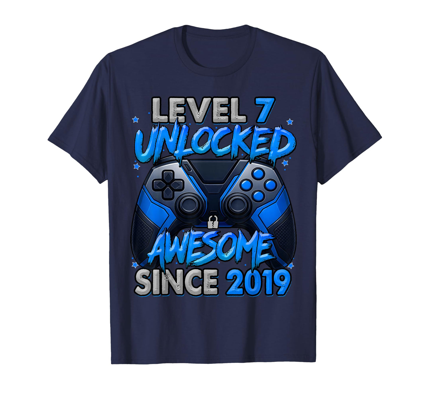 Level 7 Unlocked Awesome Since 2019 7th Birthday Gaming T-Shirt