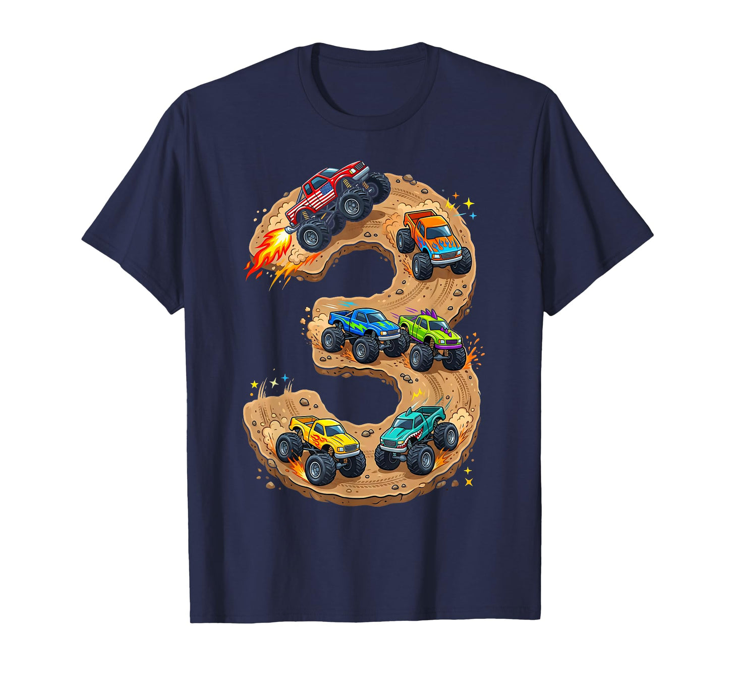 3 Year Old Monster Truck Boy Toddler 3rd Birthday Party T-Shirt