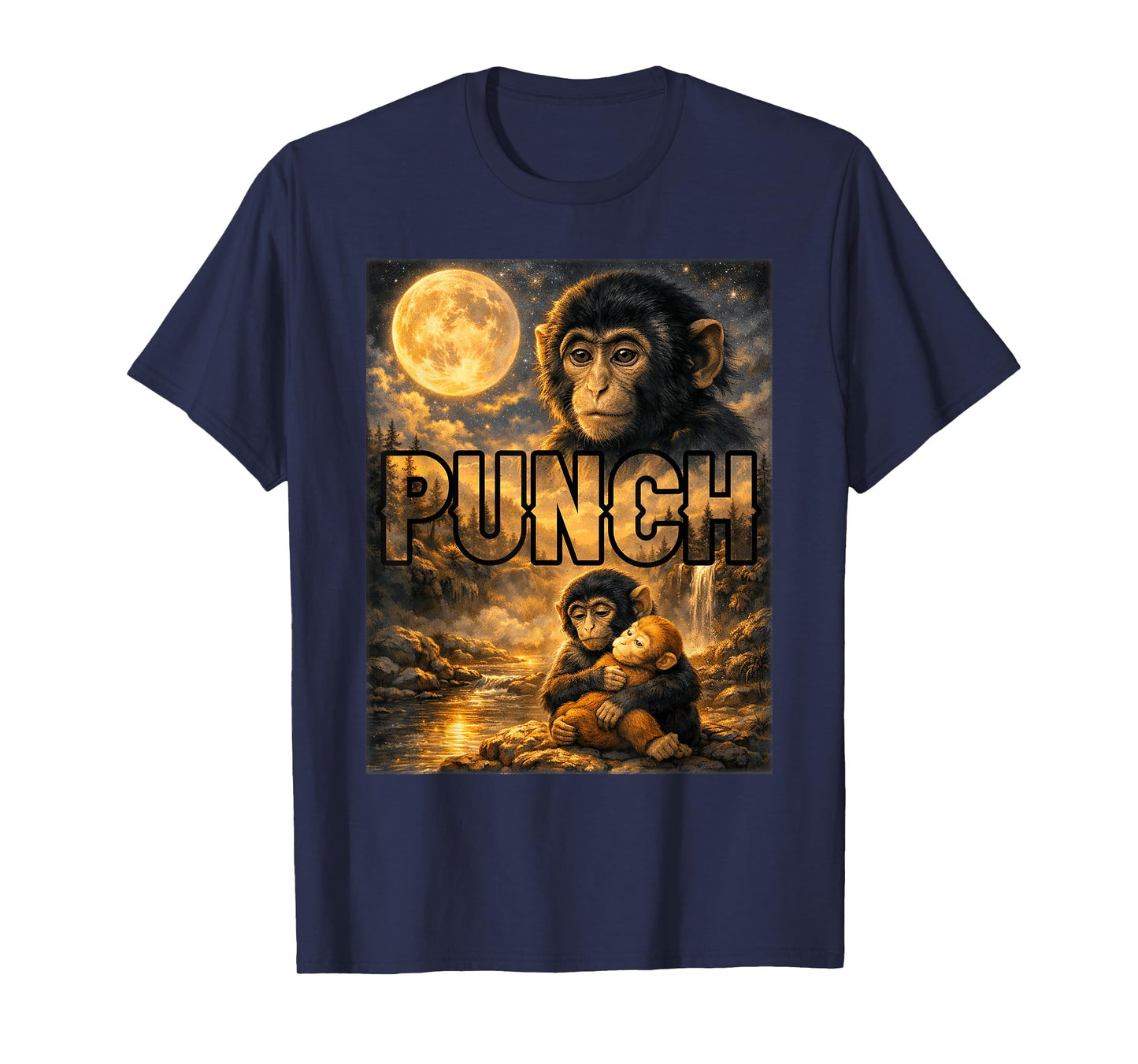 Punch The Monkey Cuddling Stuffed Animal Meme Viral Internet T-Shirt