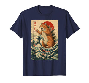 Vintage Catzilla Orange Tabby Cat Lover Funny Japanese Art T-Shirt