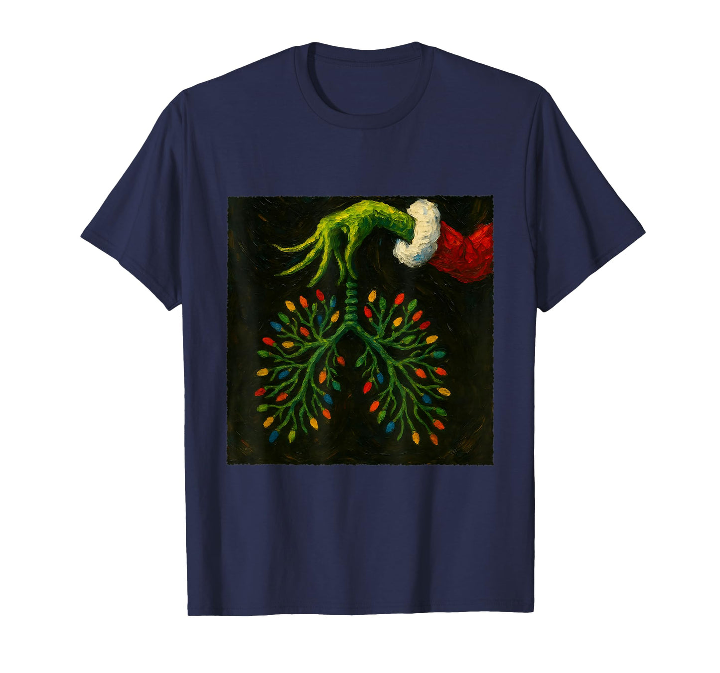 Funny Christmas RT Nurse Lung Lights Tee T-Shirt