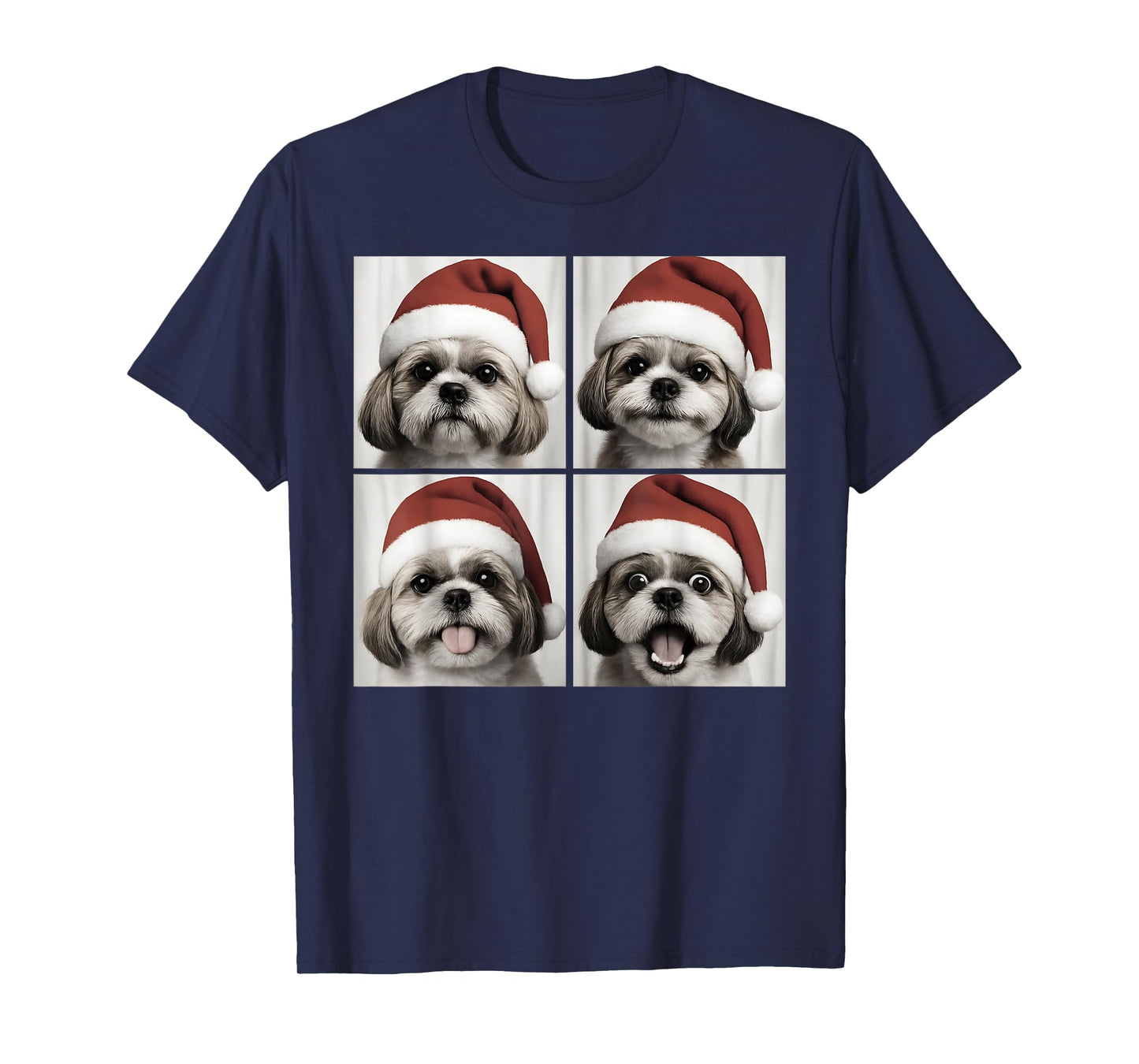 Funny Christmas Shih Tzu Santa Dog Lover Photo Booth T-Shirt