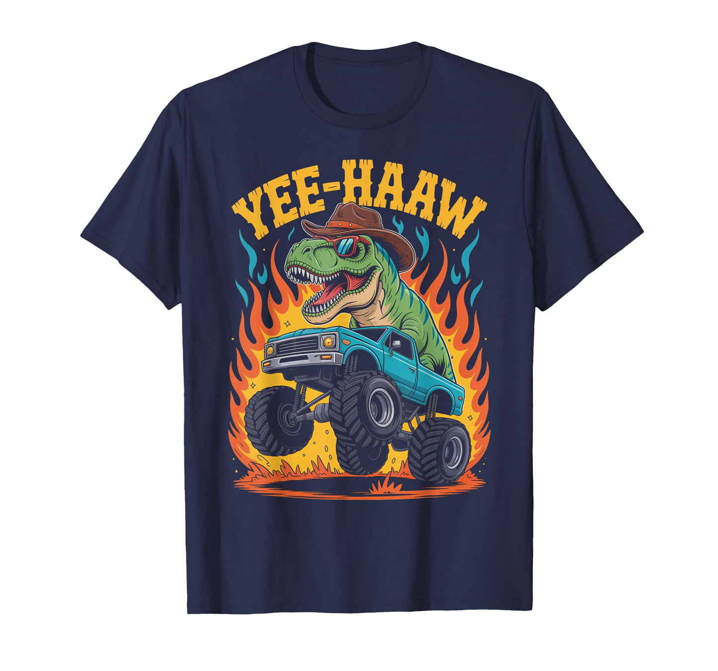 Yee-Haaw Cowboy Dino Trex Country Monster Truck Dinosaur T-Shirt