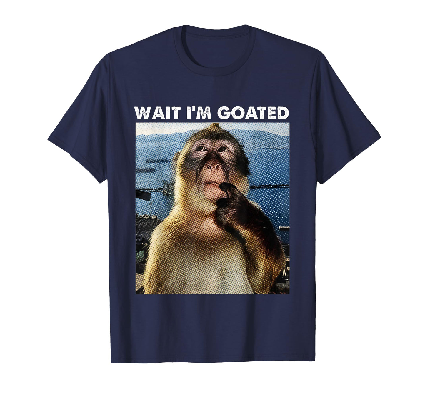 Wait I'm Goated Funny Thinking Monkey Meme Brainrot Gift Y2K T-Shirt