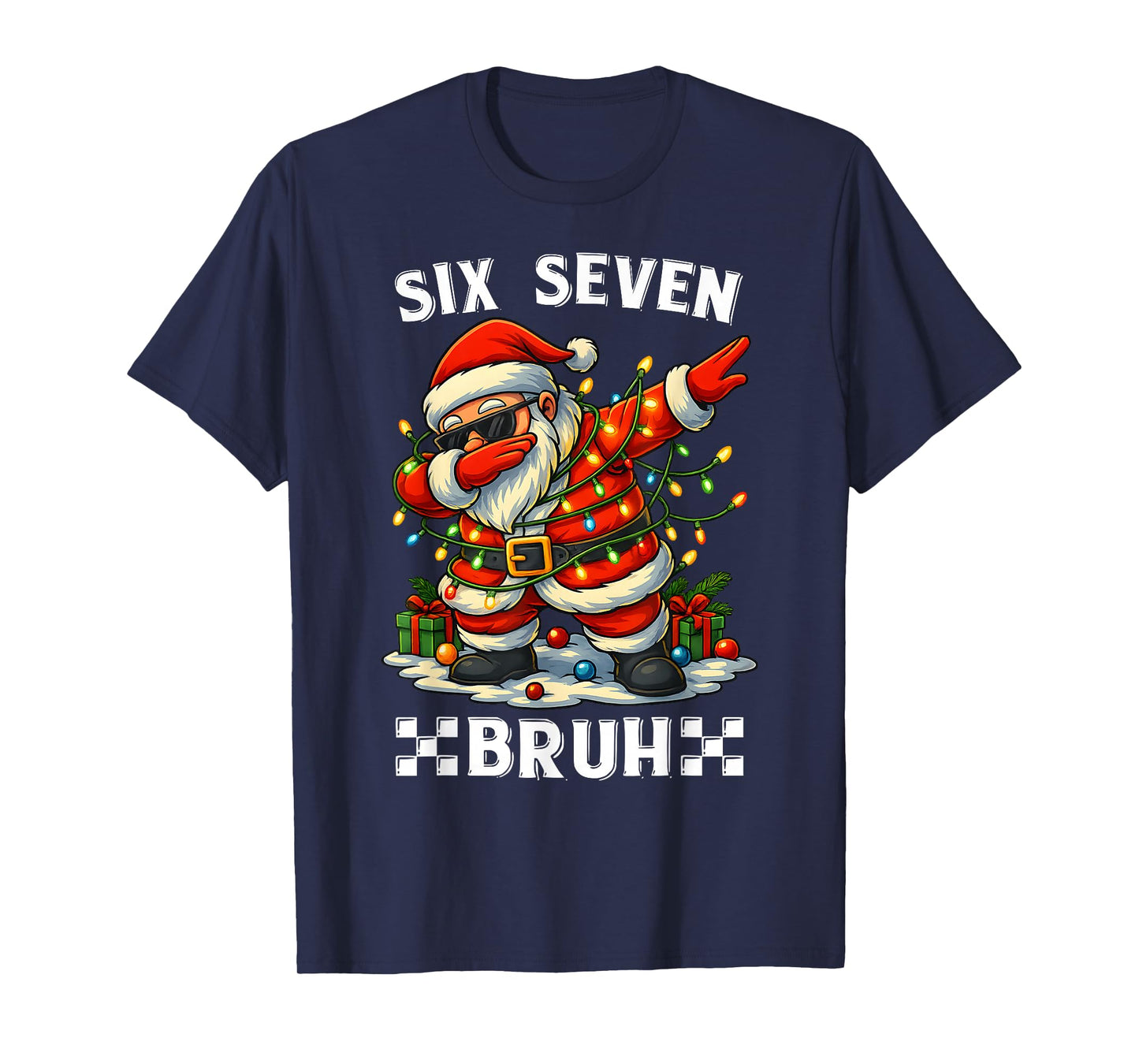 67 Six Seven Bruh Funny Christmas Dabbing Santa 6 7 Meme T-Shirt