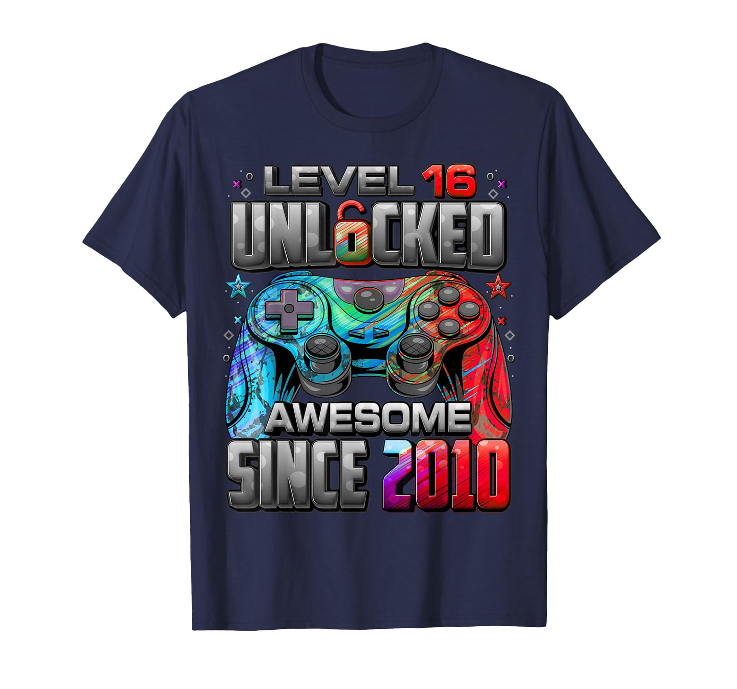 Level 16 Unlocked Awesome Since 2010 16th Birthday Gaming T-Shirt