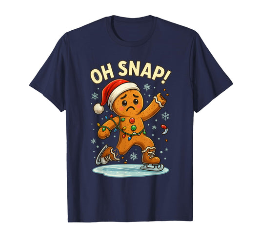Oh Snap Funny Gingerbread Ice Skating Christmas Lights T-Shirt
