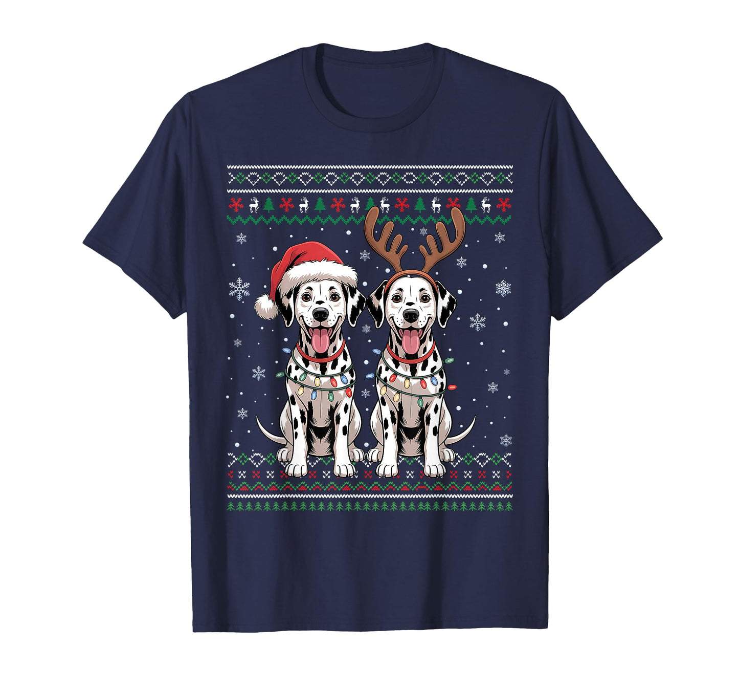 Ugly Dalmatian Dog Xmas Santa Matching Christmas Sweater T-Shirt