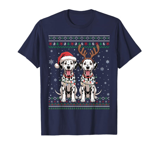 Ugly Dalmatian Dog Xmas Santa Matching Christmas Sweater T-Shirt