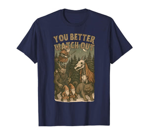Krampus Dark Christmas Horror Vintage You Better Watch Out T-Shirt