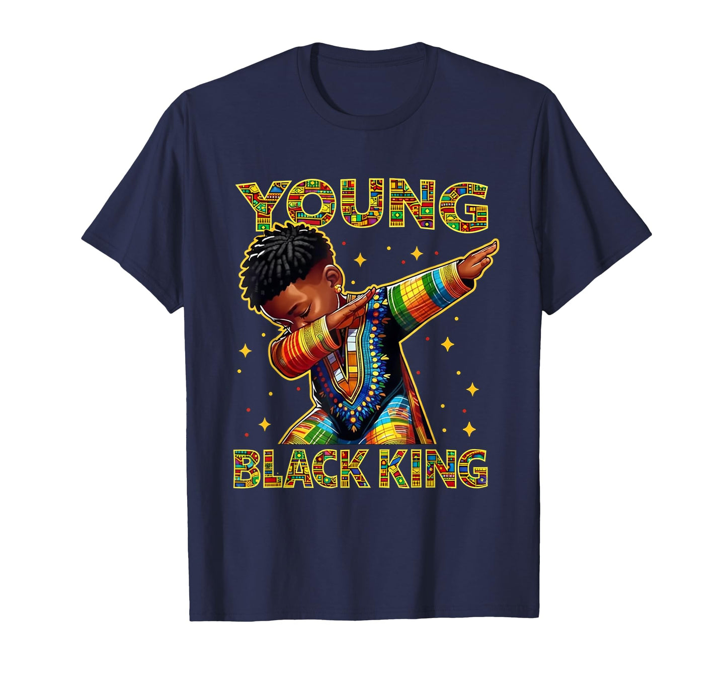 Boys African Kente Print Little Kids with King Kente Tee T-Shirt