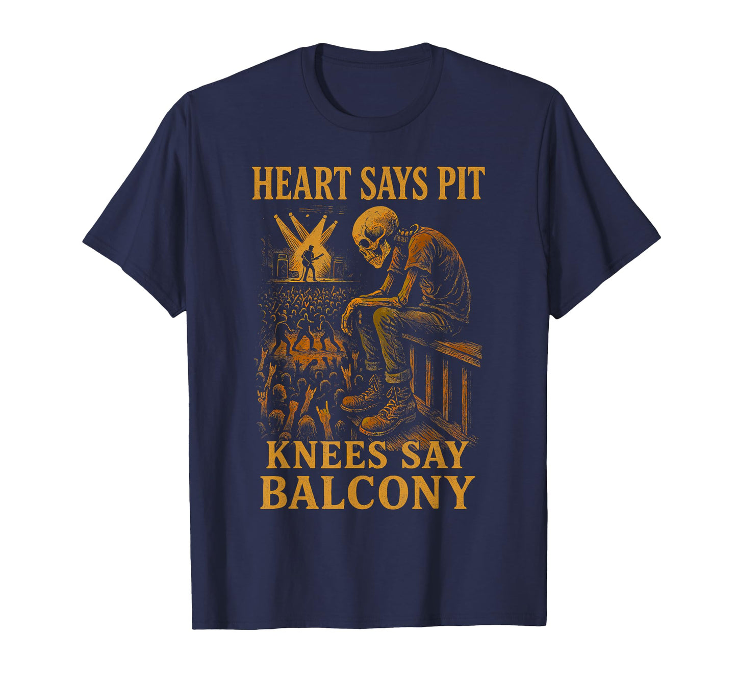 Heavy Metal Rock Concert Heart Says Pit Knees Say Balcony T-Shirt