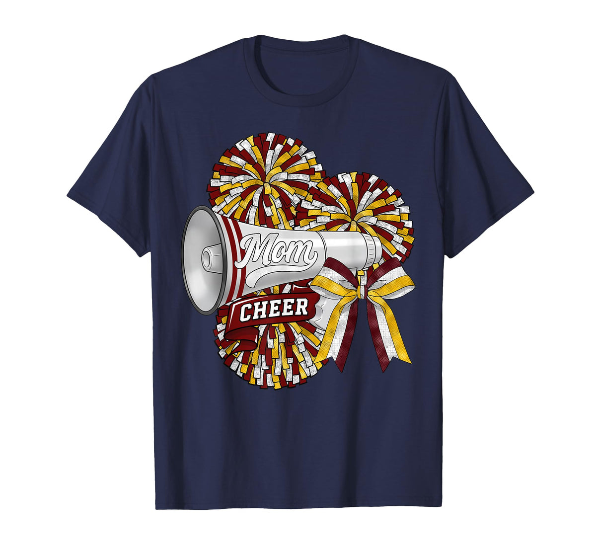 Cheer Mom Mama Bow Sport Cheerleader Cheerleading Maroon T-Shirt