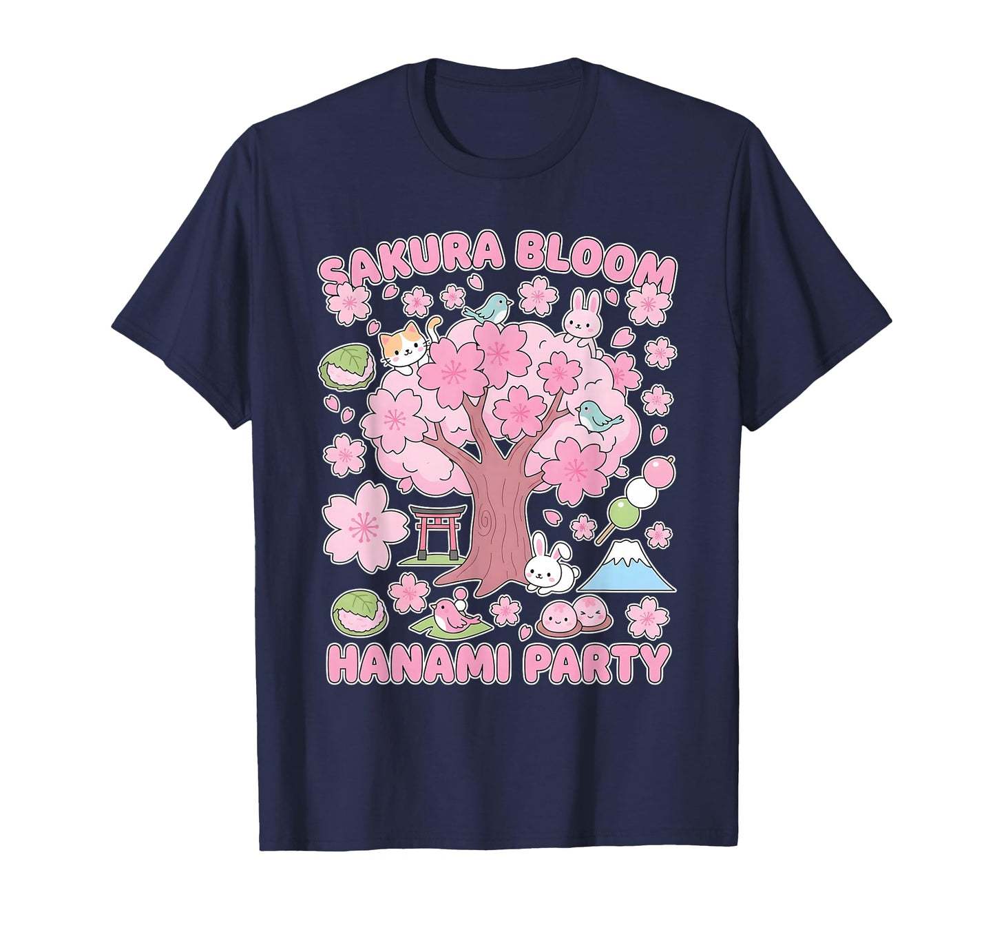 Sakura Bloom Hanami Party Cute Japanese Kawaii Spring Animal T-Shirt
