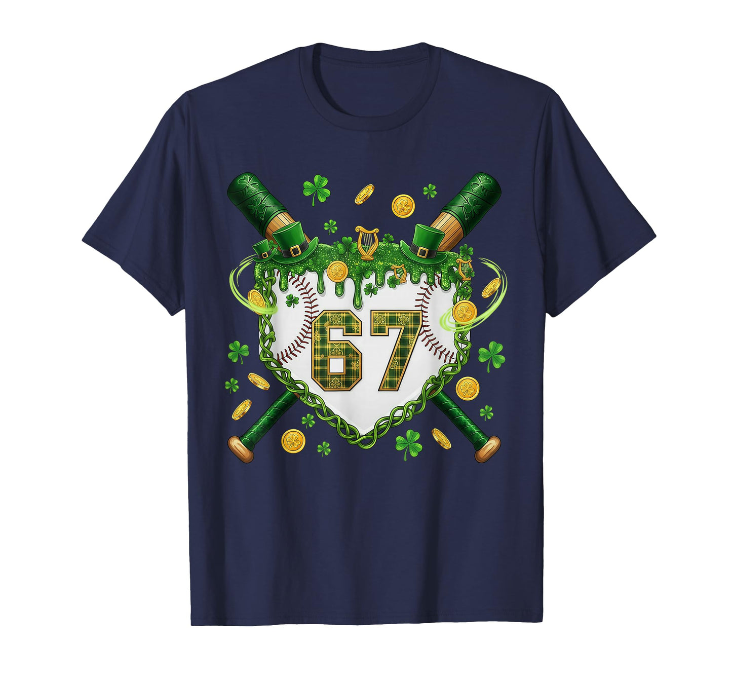 St Patrick Day Baseball Drip Ice Cream Baseball Boy Kids T-Shirt