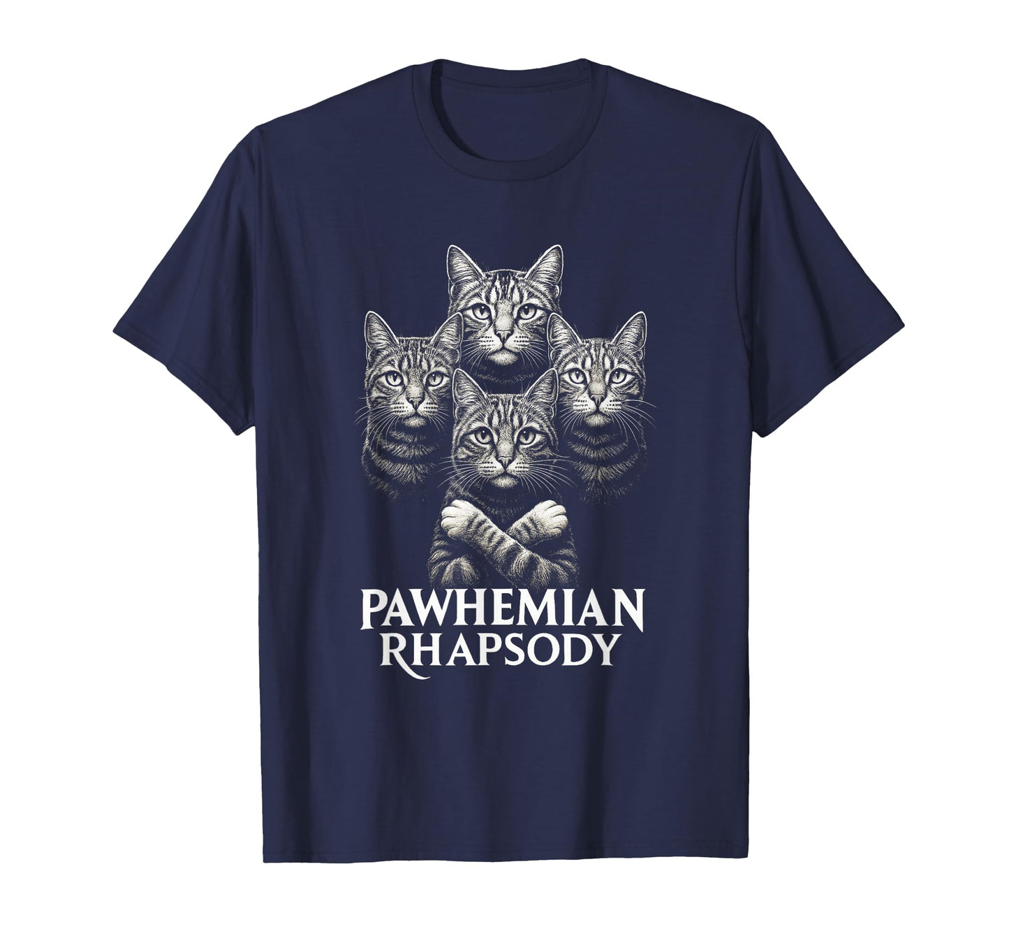 Pawhemian Rhapsody Feline Music Group Tabby Animal Lover T-Shirt
